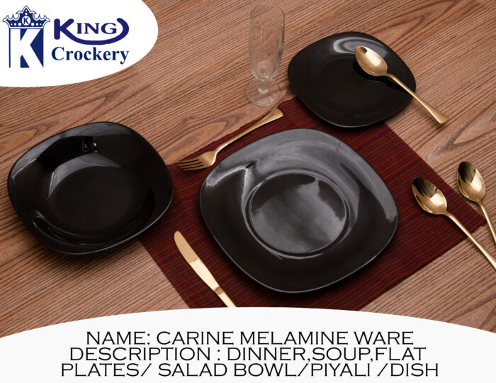 Black Color Double Glazed Melamine Plates For Dining