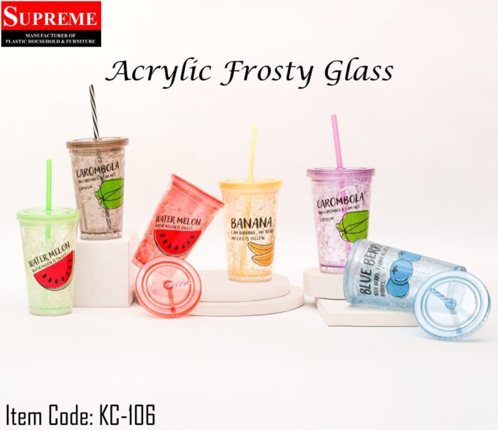 Acrylic Tumbler Frosty Glass in Orange, Red, Light Purple, Light Blue, Light Green and in Smoke Color For Drinking