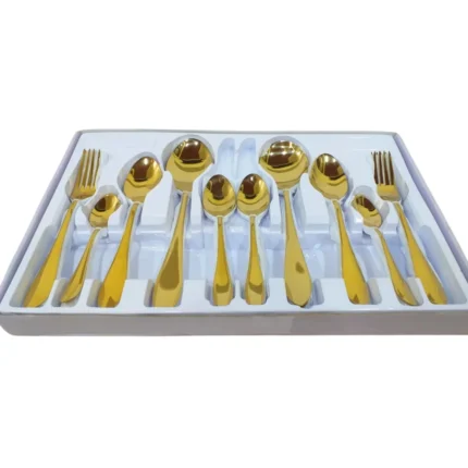 28 Pcs Stainless Steel Golden Cutlery Set With Box