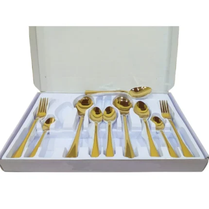 28 Pcs Stainless Steel Golden Cutlery Set With Box