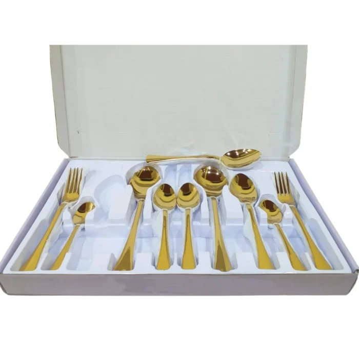 28 Pcs Stainless Steel Golden Cutlery Set With Box