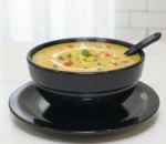 3 Pcs Melamine Black Color Soup Set – Piyali, Saucer & Soup Spoon