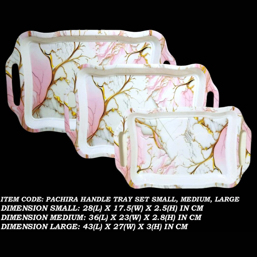 3 Pcs Printed Melamine Handle Tray Set With Box For Serving 3 Pcs Printed Melamine Handle Tray Set With Box For Serving
