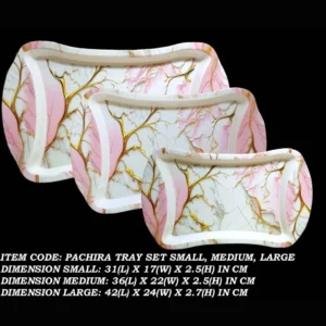 3 Pcs Printed Melamine Tray Set With Box For Serving