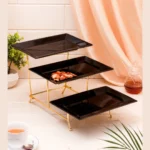 3 Pcs Medium Platter Set with Rectangle Stand