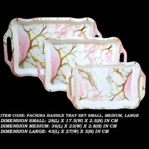 3 Pcs Printed Melamine Handle Tray Set With Box For Serving