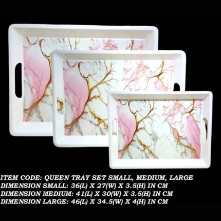 3 Pcs Printed Tray Set With Box For Serving