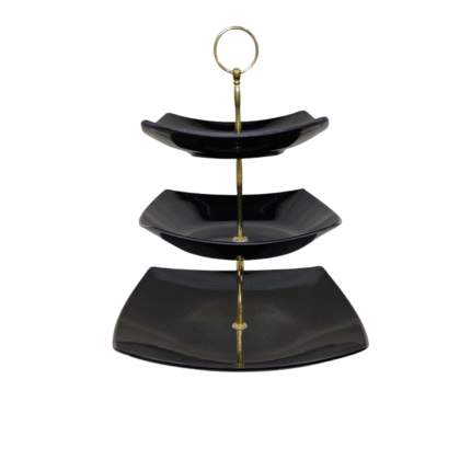 3-Tier Single Stand Platter for Cake and Pastry Stand in Black Color