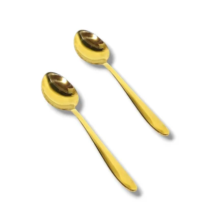6 Pcs Stainless Steel Golden Color Dessert Spoon
