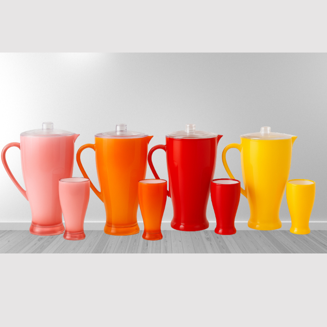 7 Pcs Acrylic Milky Water Set include 6 piece tumbler and 1 piece of pitcher