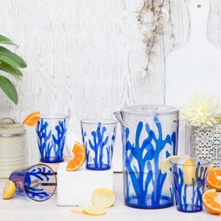 7 Pcs Acrylic Water Set Which Includes 6 Pcs Tumbler+ 1 Pcs Pitcher in Blue Color