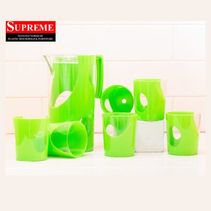 7 Pcs Acrylic Water Set Which Includes 6 Pcs Tumbler+ 1 Pcs Pitcher in Green Color