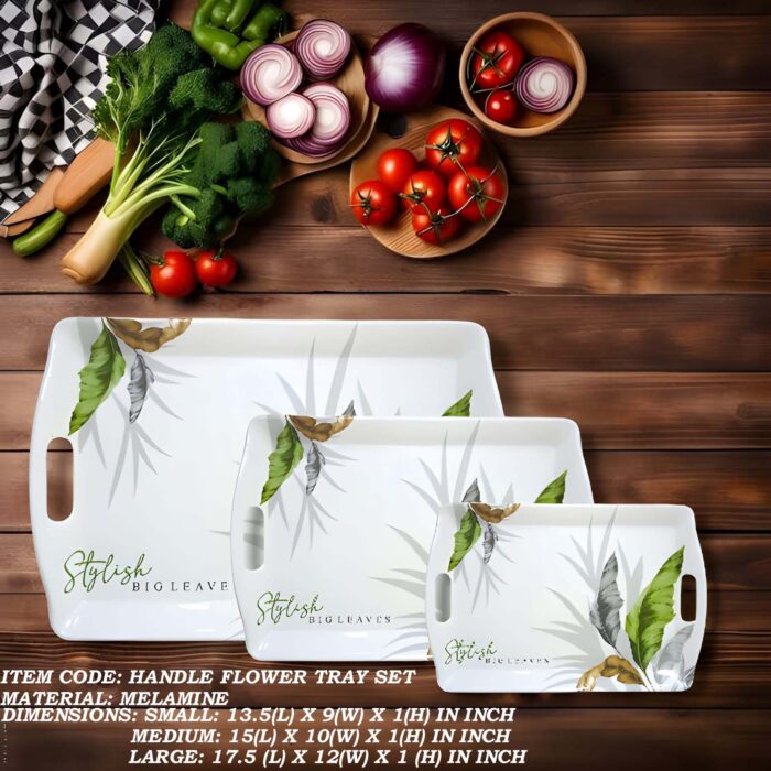 Printed Melamine Serving Handle Tray in 3 Sizes – Small, Medium, and Large