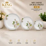 White Blossom Printed Double Glazed Melamine Dinner Set - Image 4