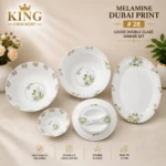 White Blossom Printed Double Glazed Melamine Dinner Set - Image 3