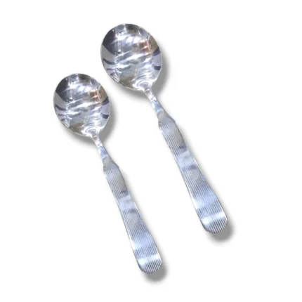 Stainless steel 2 pcs round shape curry serving spoon set for serving curry