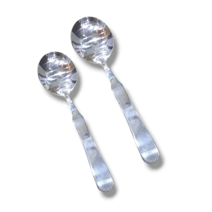 Stainless steel 2 pcs round shape curry serving spoon set for serving curry
