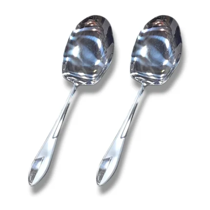 2-Piece Stainless Steel Big Panja Serving Spoon Set for Rice Serving