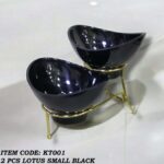 Black Bowl Set – 2 Small Bowl with Golden Stand