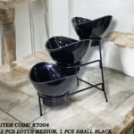 Black Bowl Set – 2 Medium Bowl & 1 Small Bowl with Black Stand