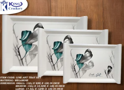 Line Art Melamine Serving Tray in 3 Sizes