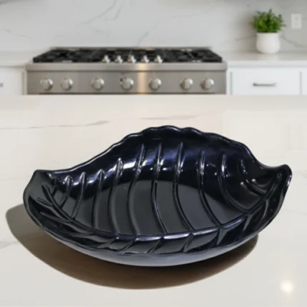 Leaf Melamine Small Platter in Black Color