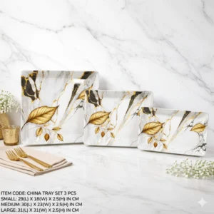 Melamine Printed 3 Pcs Tray Set