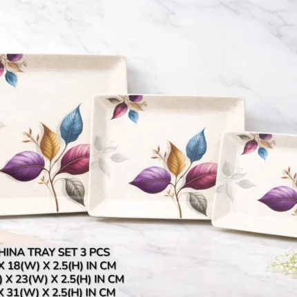 Melamine Printed 3 Pcs Tray Set