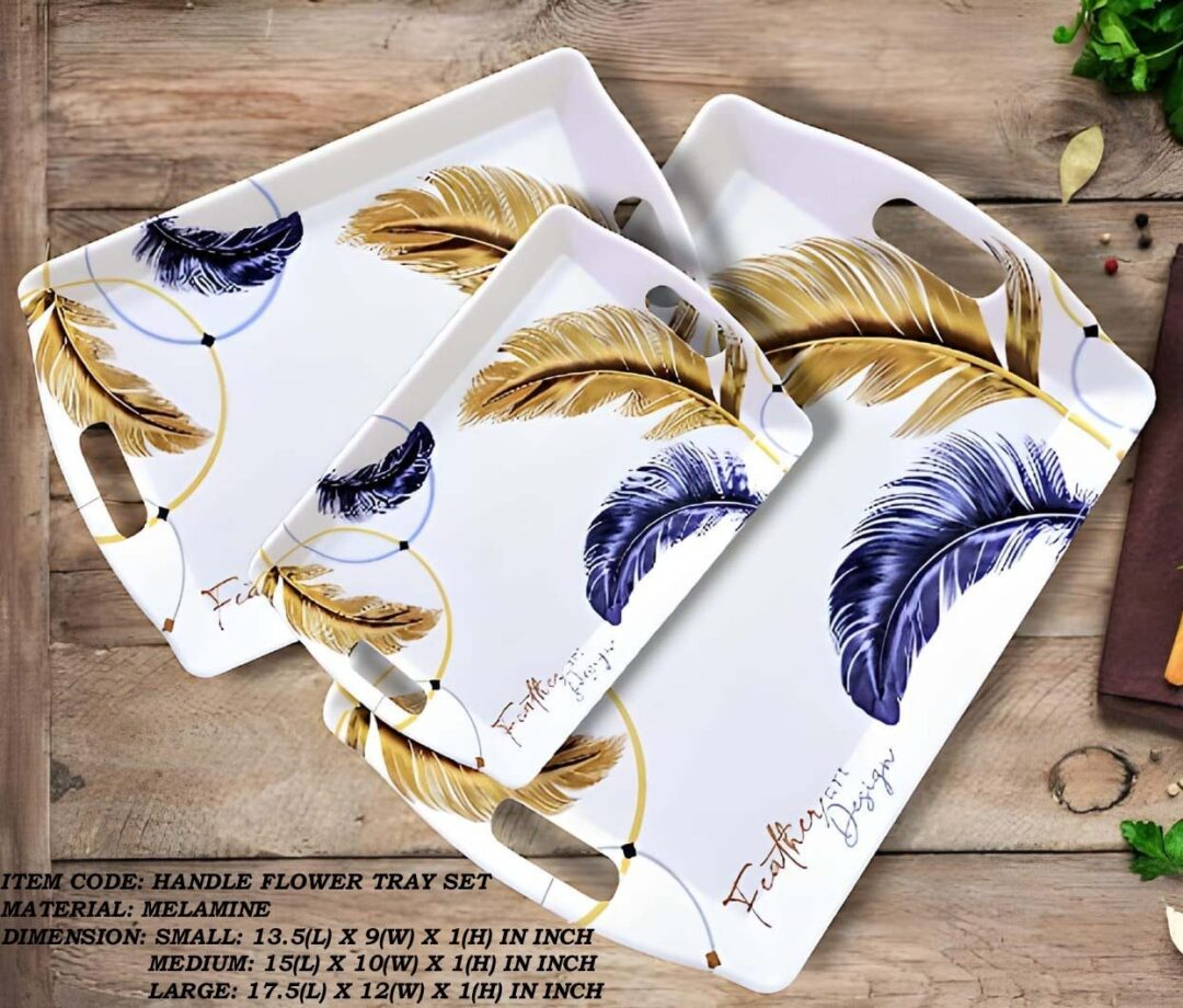 Melamine Printed Handle Flower Tray