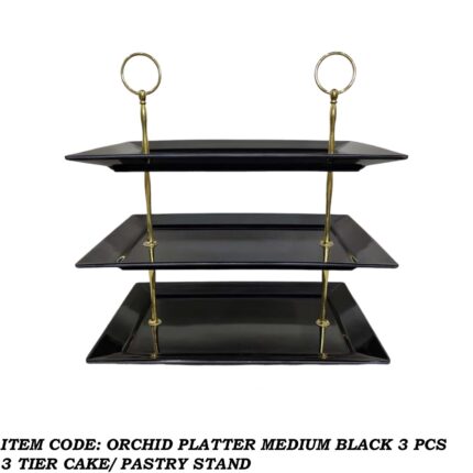 Orchid Medium 3-Tier Double Stand Platter for Cake and Pastry
