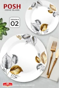 Posh 72 Piece Single Glazed Melamine Dinner Set With Glass Lid