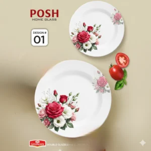 Posh 72 Piece Single Glazed Melamine Dinner Set With Glass Lid