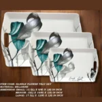 Printed Handle Flower Melamine Tray in 4 Sizes