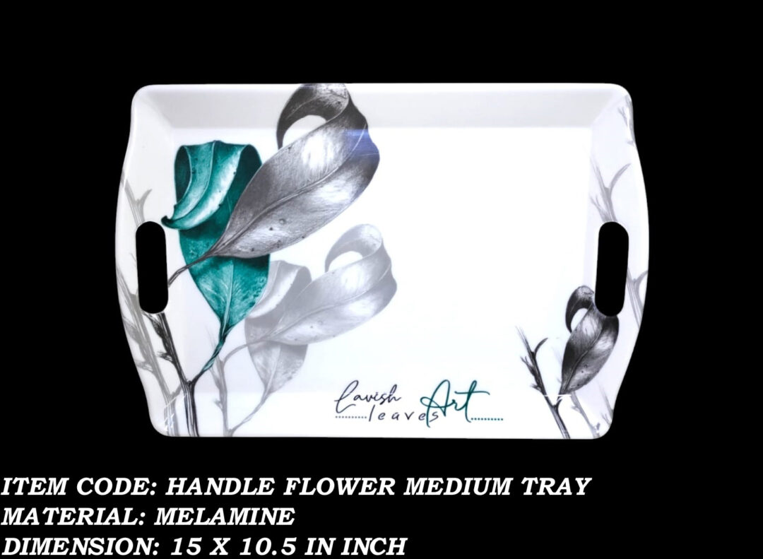 Printed Handle Flower Melamine Tray in 4 Sizes