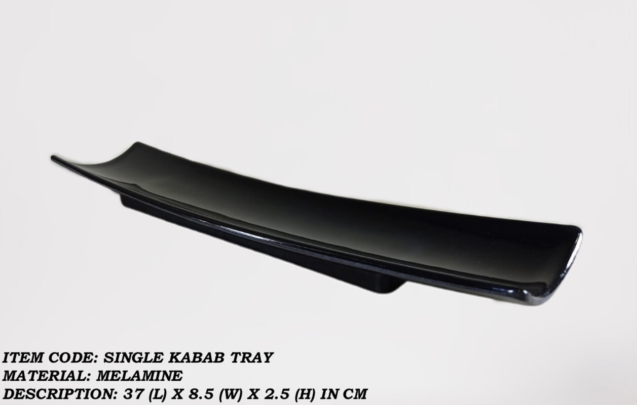 Melamine Black Color Single Kabab Tray 37 cm For Serving