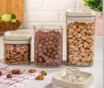 Signature Acrylic Jar 270 ml, 400 ml and 500 ml for Multi-Purpose Storage With Plastic Lid in Beige Color
