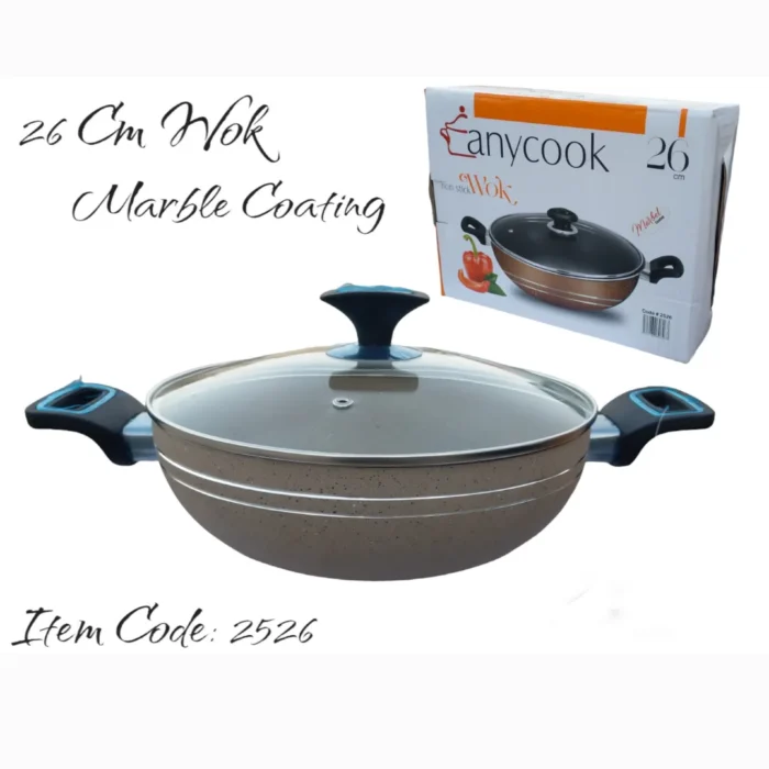 Any Cook 26 cm Marble Coated Wok With Lid