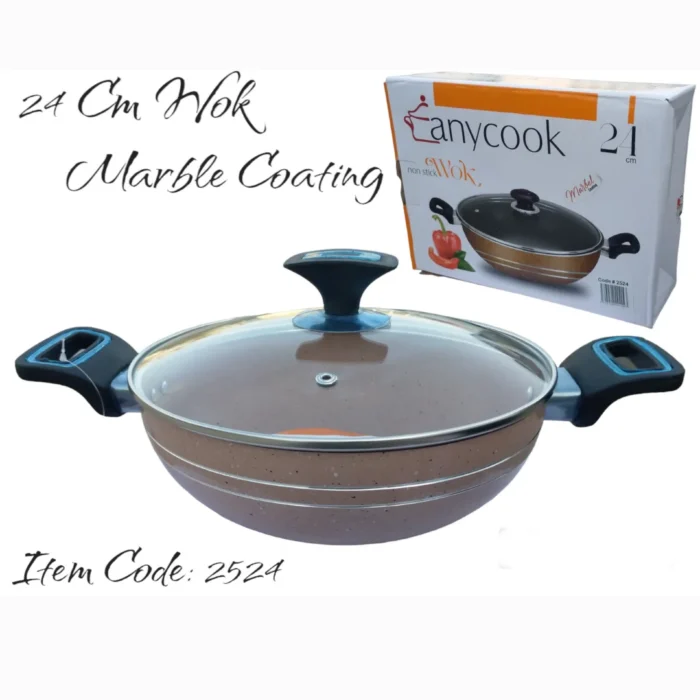 Any Cook 24 cm Marble Coated Wok With Lid