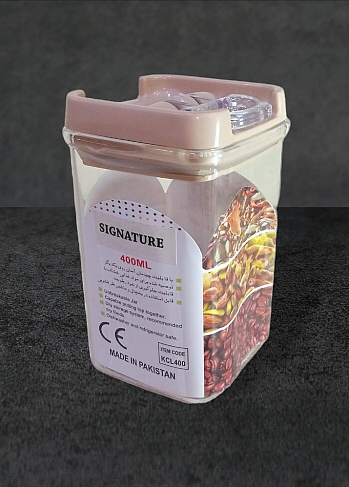 Signature Acrylic Jar 400 ml for Multi-Purpose Storage With Plastic Lid in Beige Color