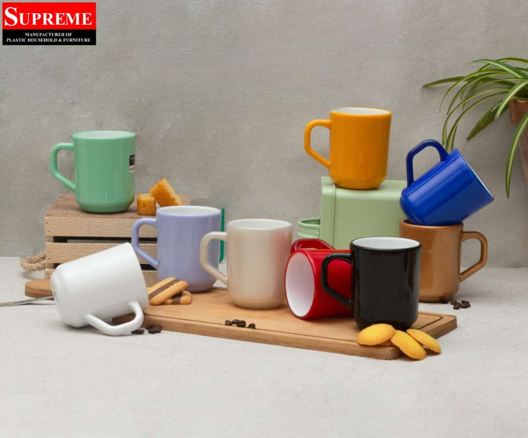 Acrylic Tea Mug For Drinking in Red, Blue, White, Green, Beige, Light Blue, Black and in Orange Color