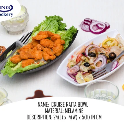 melamine raita bowl for serving in black and white color