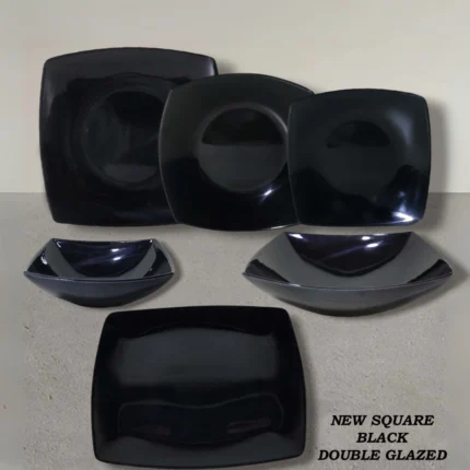Black Color Square Shape Melamine Double Glazed Loose Dinner Range