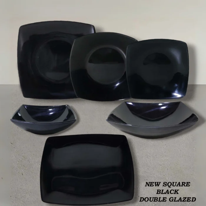 Black Color Square Shape Melamine Double Glazed Loose Dinner Range