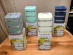 Camel Hotpot in 3 Layer in Pink, Grey and Green Color For Food Storage