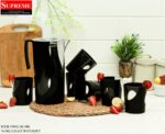 7 Pcs Acrylic Water Set which includes 6 Pcs Tumbler and 1 Pcs Pitcher in Black Color