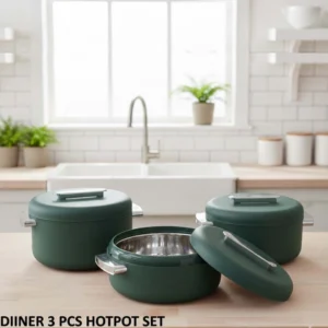 dinner 3 pieces hotpot set in dark green color