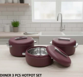 dinner 3 pieces hotpot set in maroon color