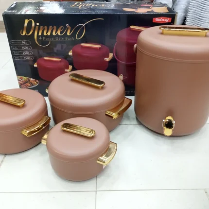 Dinner 4-Piece Gift Pack which Includes 3 Hot Pots + 1 Cooler in Beige Color