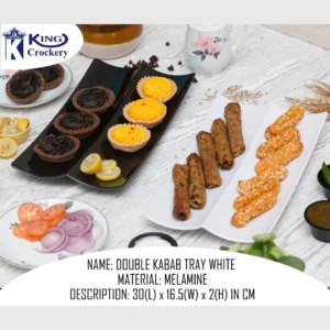 Melamine Black and White Color Double Kabab Tray For Serving