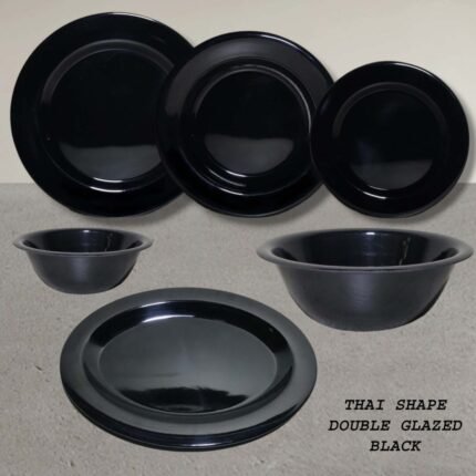 Melamine Black Color Double Glazed Loose Dining Item Range